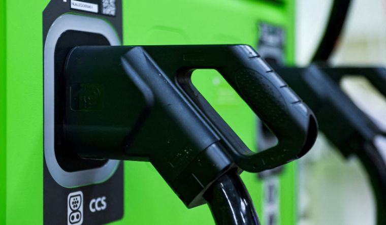 EV vehicle charging stock image